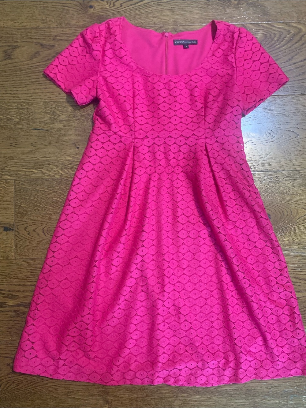 Bright Pink Eyelet Fit & Flare Dress